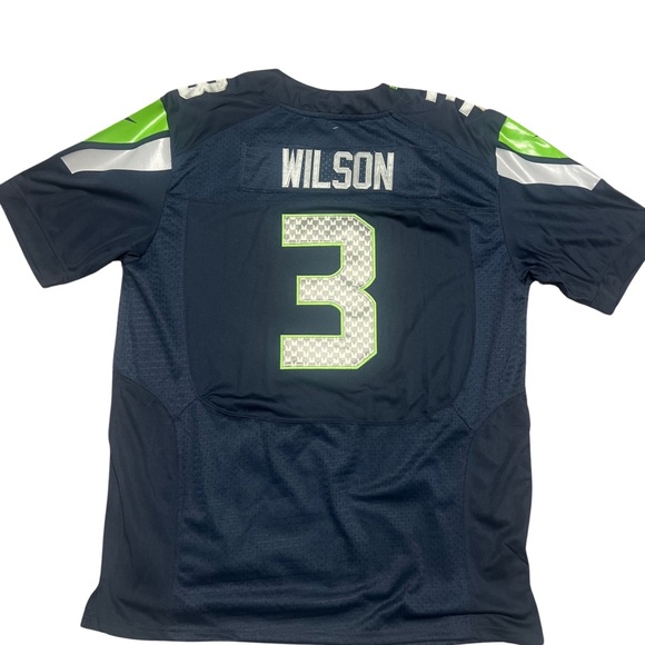 RUSSELL WILSON #3 Seattle Seahawks Nike On Field Blue Mens Jersey Football - Picture 2 of 2